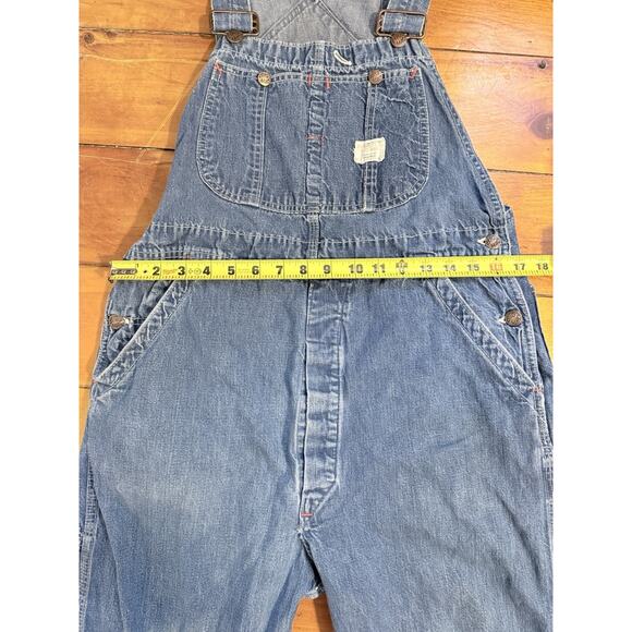 Vintage 70's JCPenney Big Mac Square Back Blue Denim Carpenter Bib Overall 34x34 - Picture 5 of 15